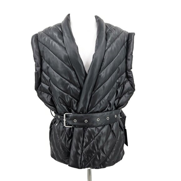 New BlankNYC Under the Radar Vest Womens S Black Vegan Leather Quilted Blank NYC - Picture 2 of 10